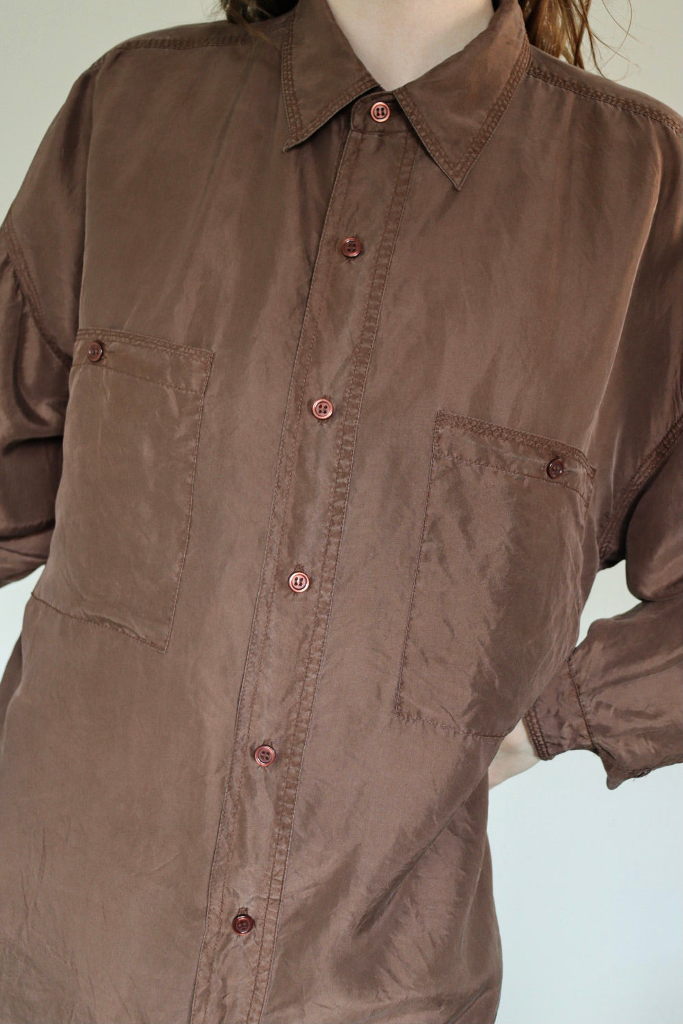 The Soft Walnut - slik blouse - S up to L