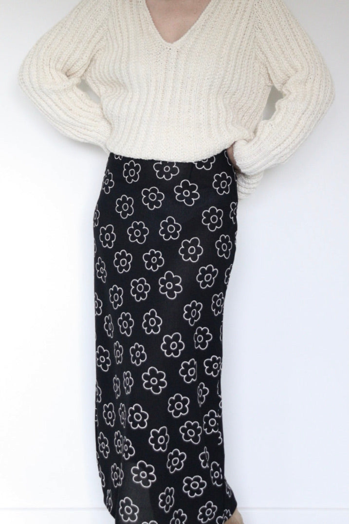 The B&W Flower - skirt - S up to M