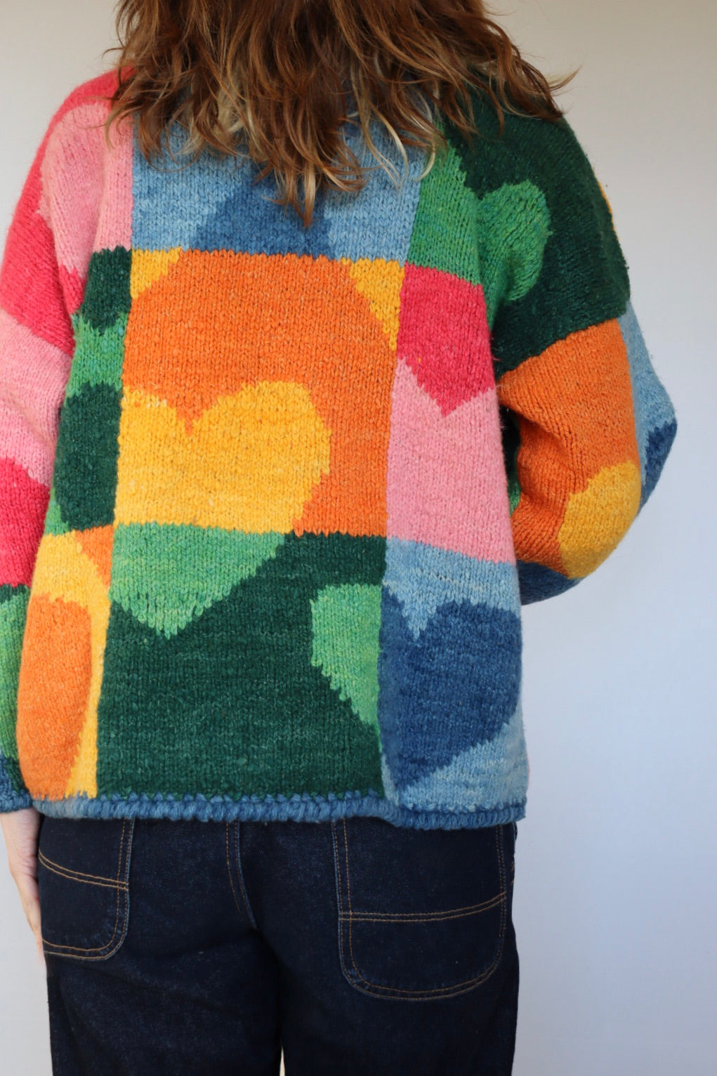 The Amano Hearts - vintage Amano hand knitted cardigan - S up to M/L
