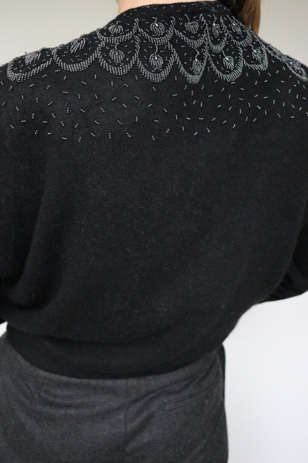 The Beaded Leaves - beaded cardigan - S up to M/L