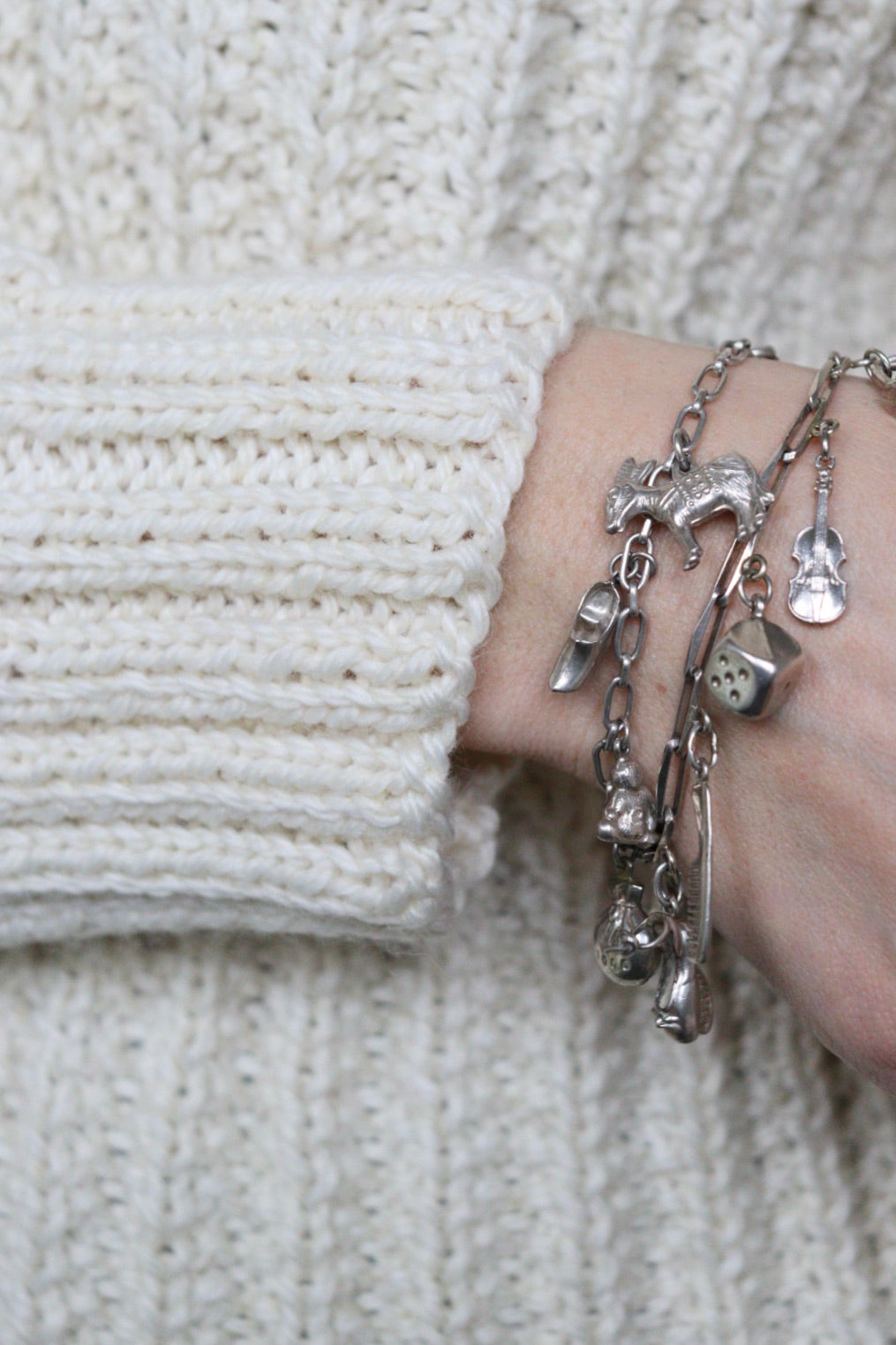 The Whimsical Charm - vintage silver charm bracelet