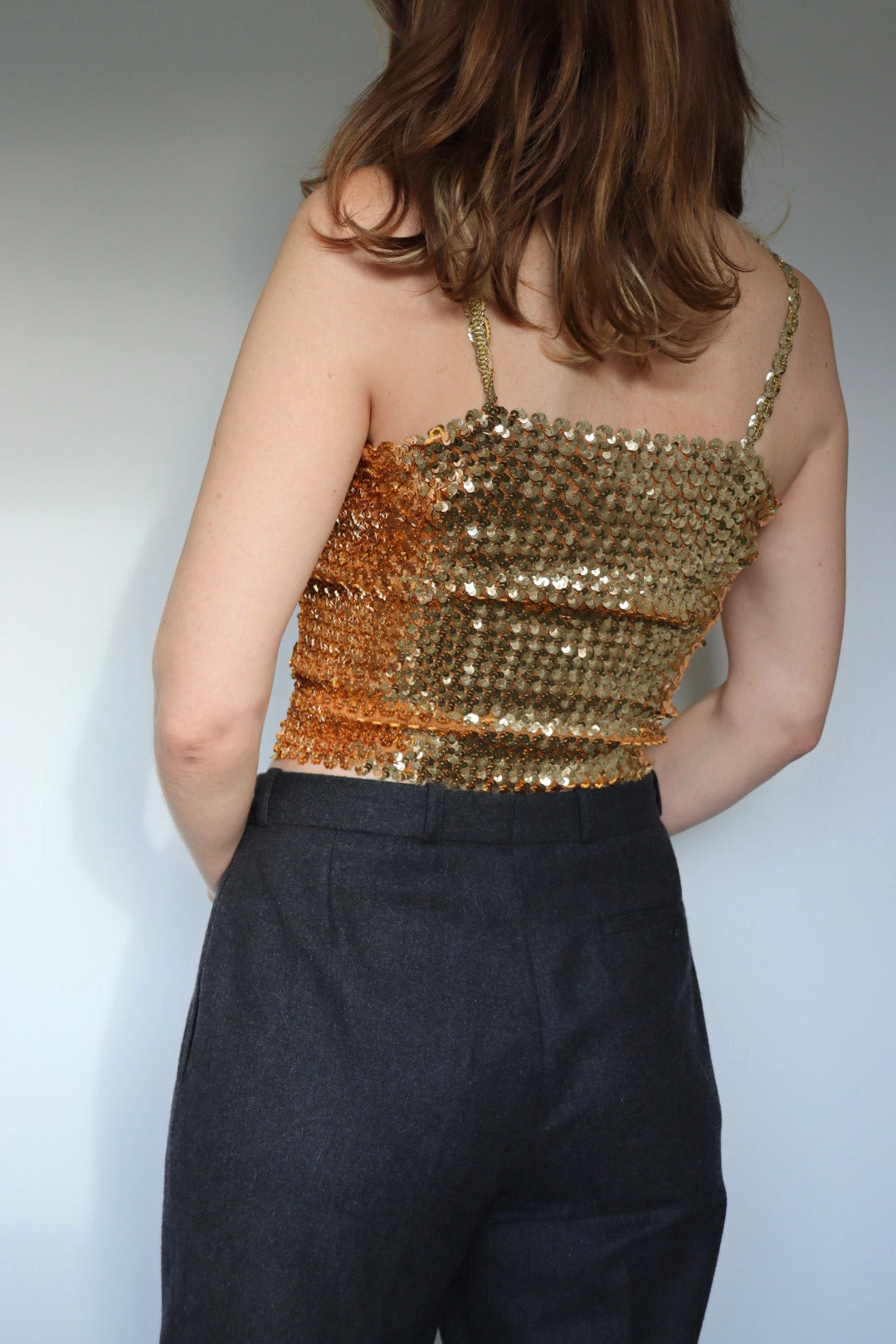 The Gold Spark - vintage sequin tube top - S up to M