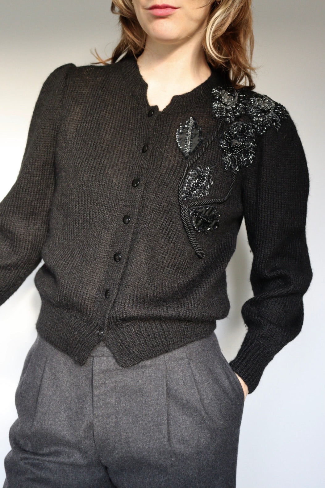 The Sparkle Shoulder - vintage cardigan - S up to M/L