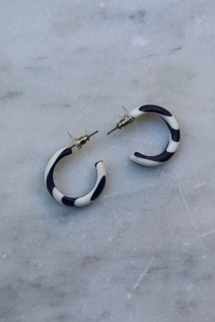 The Blue & White - retro earrings S