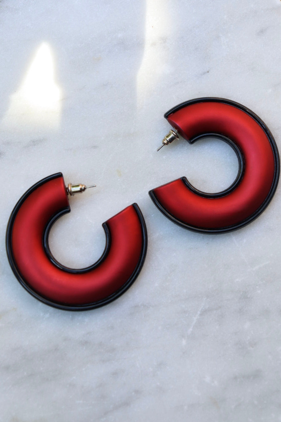 The Chunky Red - retro earrings L