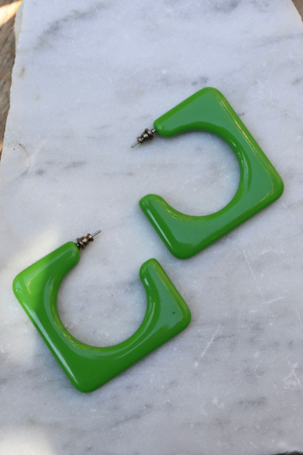 The Green Square - retro earrings L
