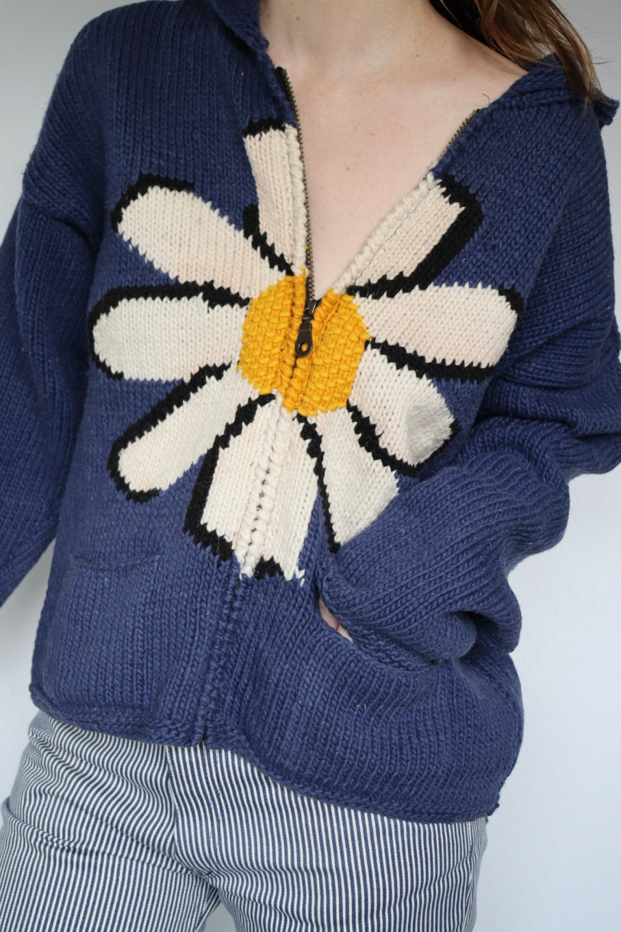 The Daisy Zip - vintage knitted cardigan - S up to L