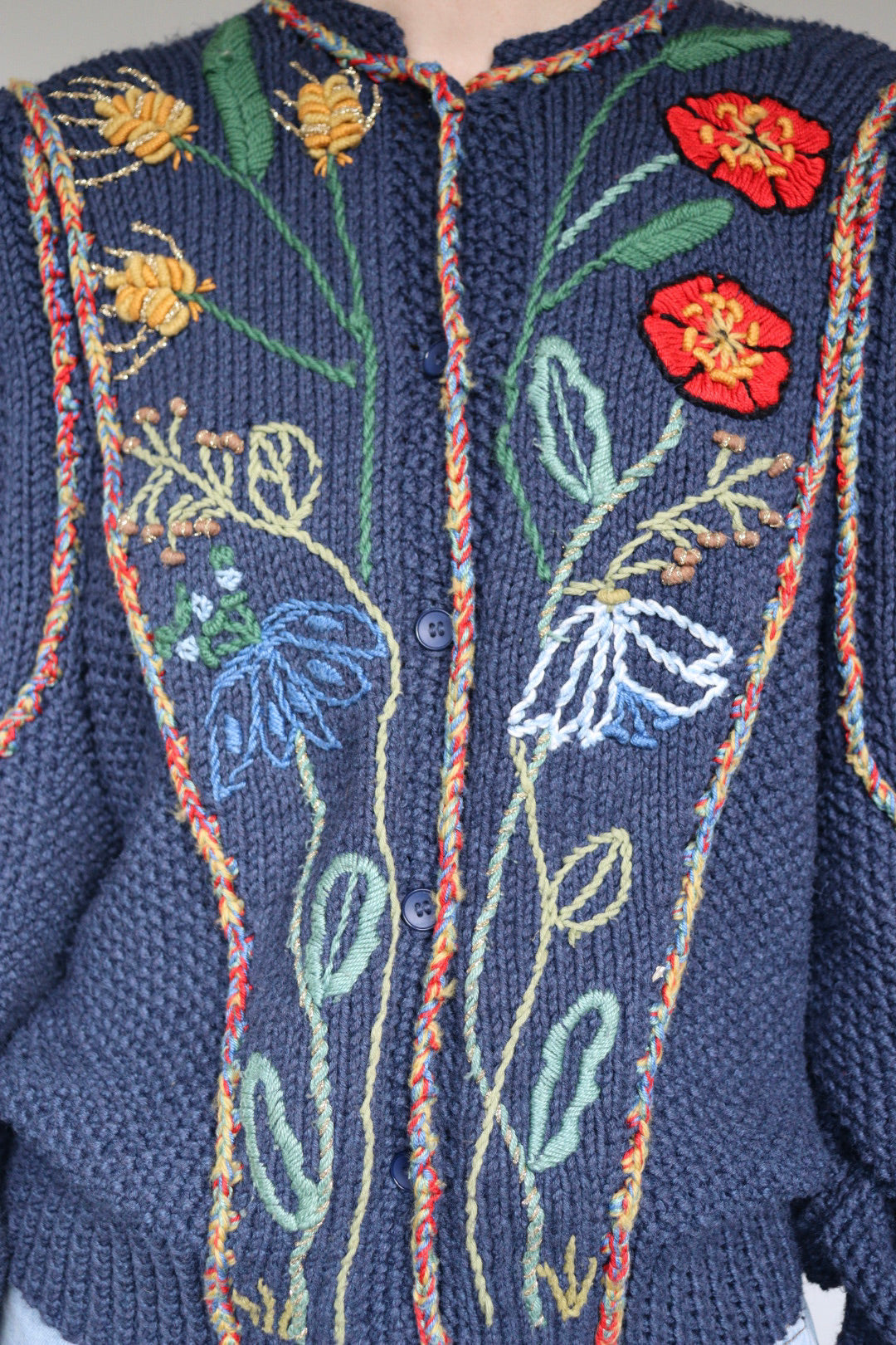 The Wild Flowers - vintage knitted cardigan - S/M up to L/XL