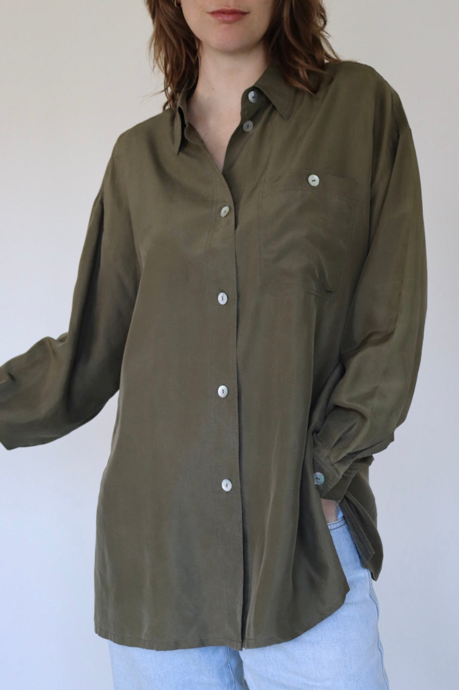 The Olive Branch - silk blouse - S up to XL