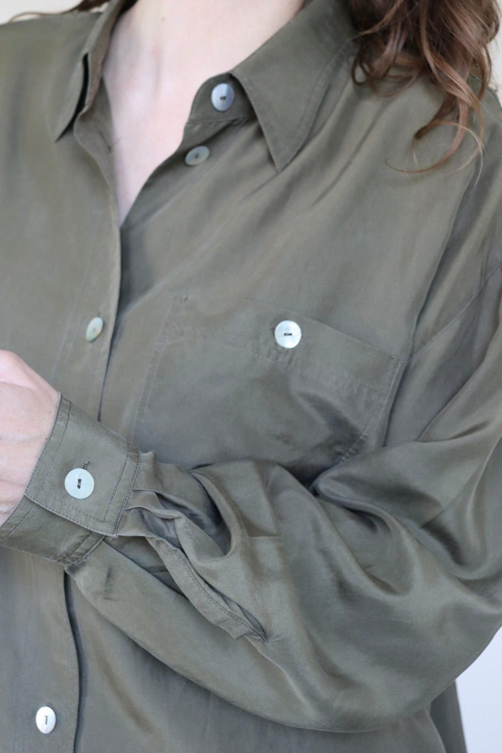 The Olive Branch - silk blouse - S up to XL