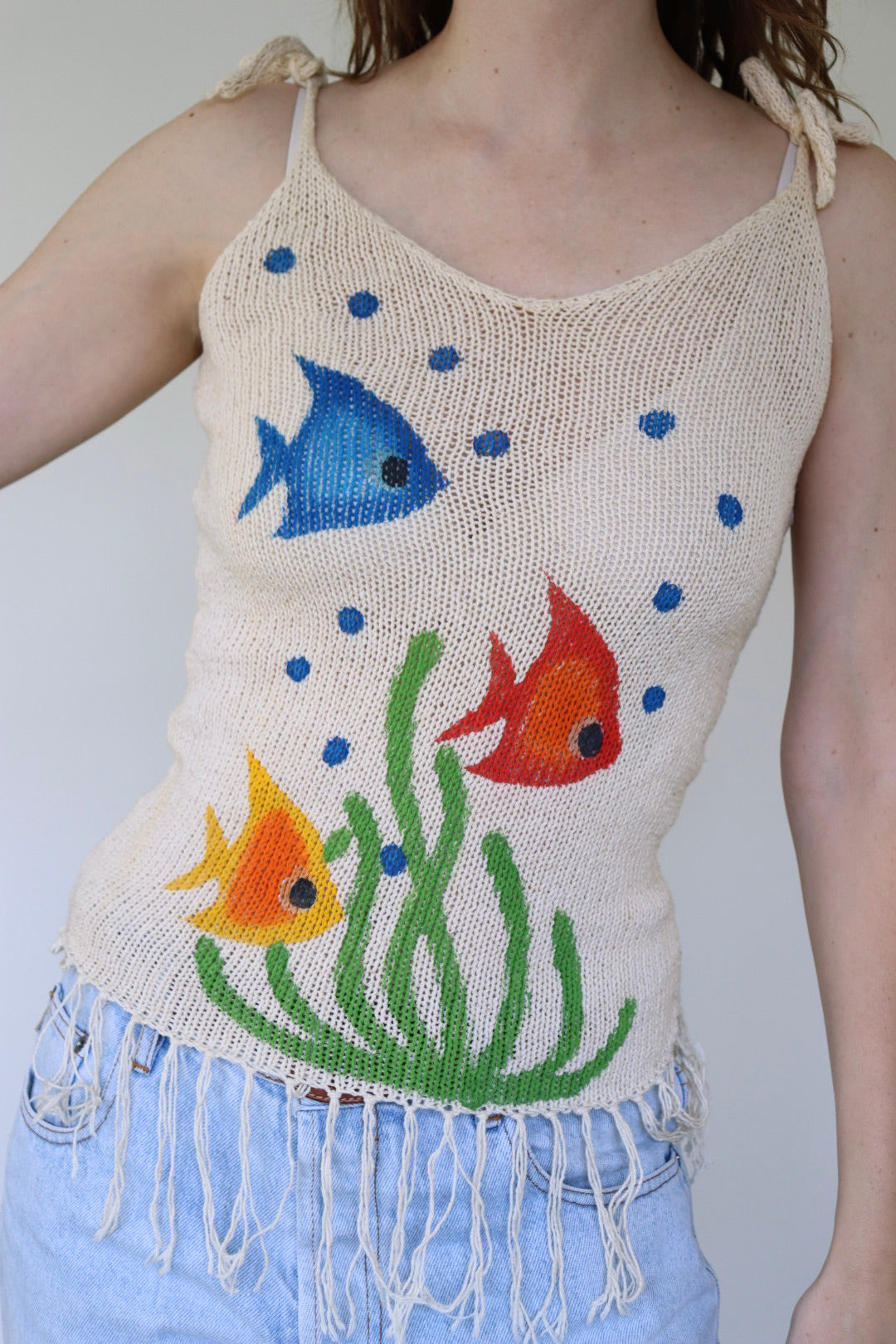 The Three Fish - knitted top - XS up to M
