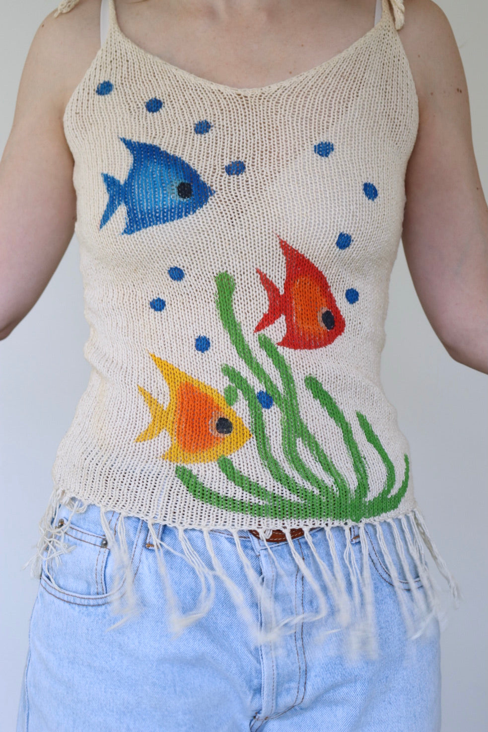 The Three Fish - knitted top - XS up to M