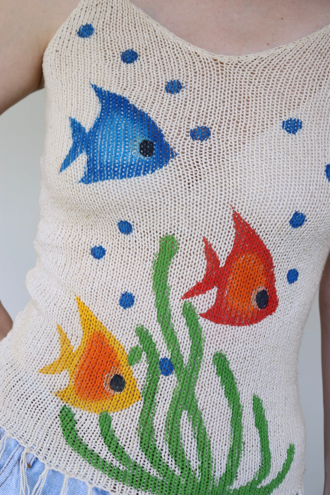 The Three Fish - knitted top - XS up to M