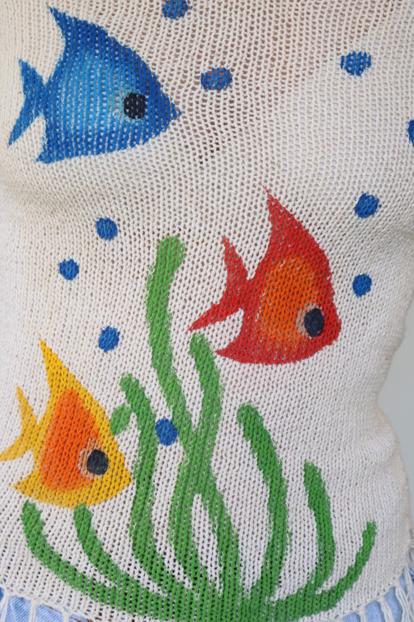 The Three Fish - knitted top - XS up to M