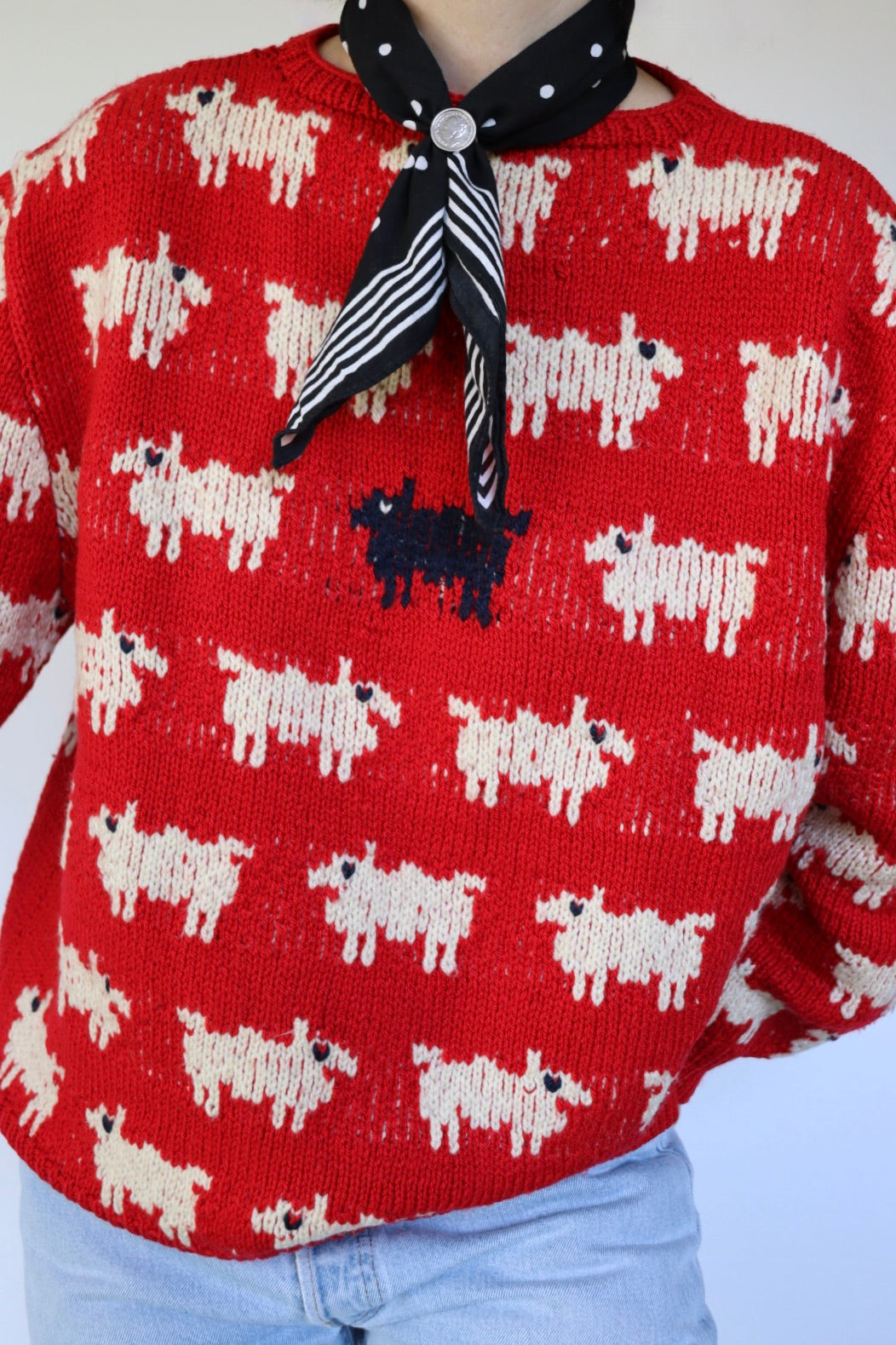 The Princess Diana - Black Sheep Sweater - handmade vintage knitted sweater - S up to M/L