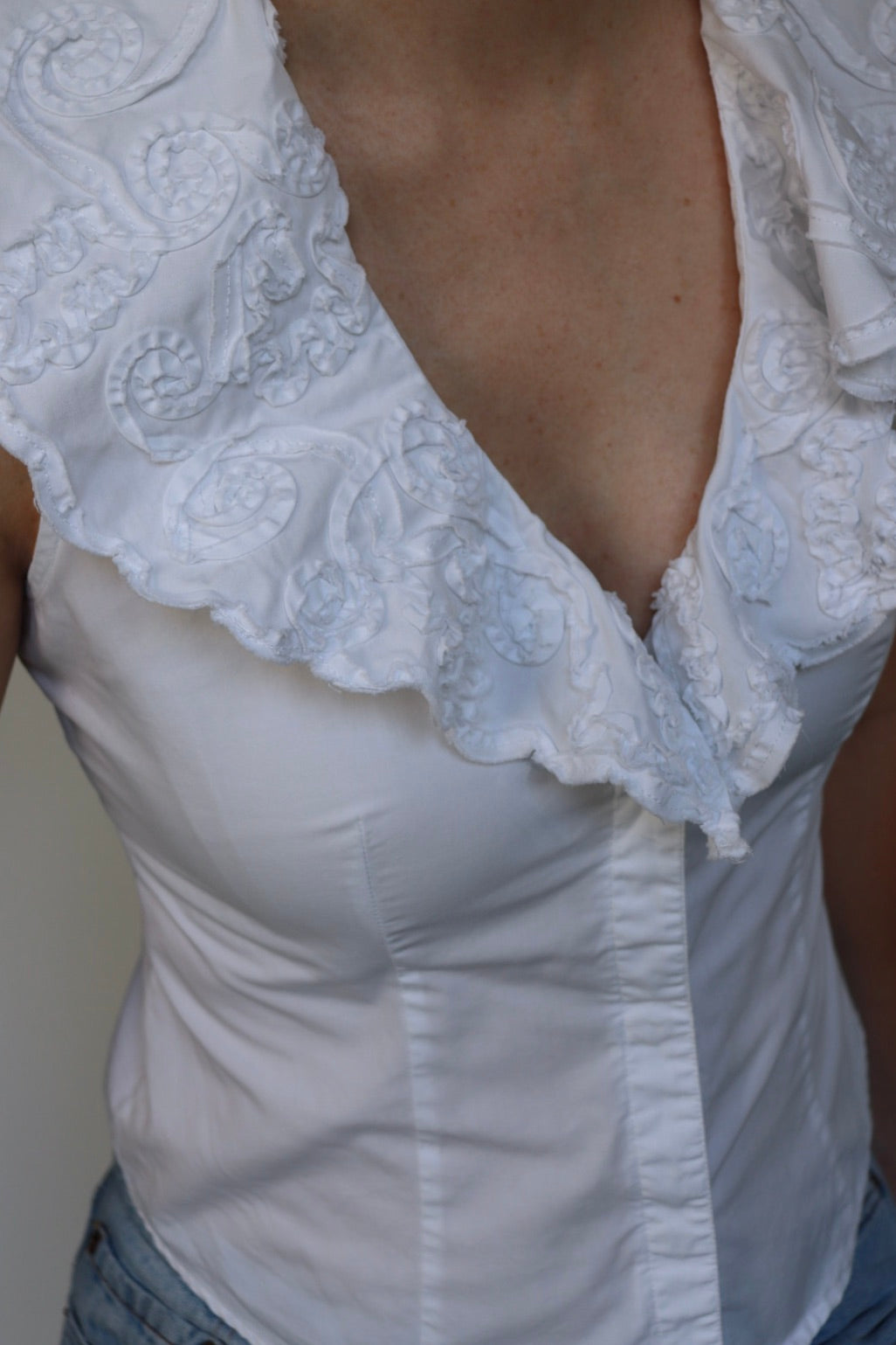 The Bold Collar - vintage y2k cotton blouse / top - S up to M