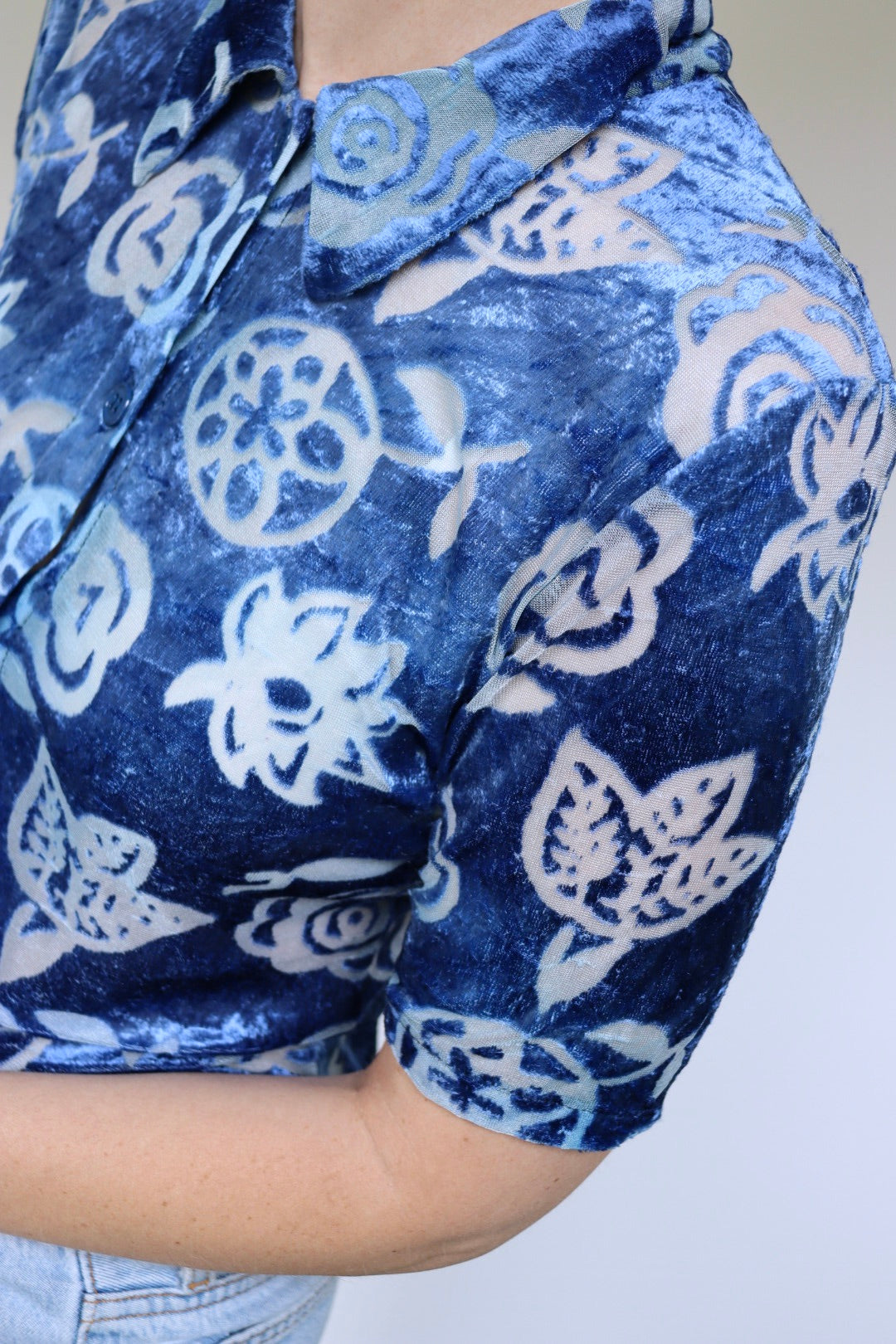 The Velvet 90's - vintage velvet top / blouse - S up to M