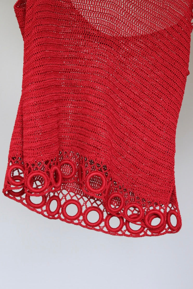 The Red Summer - vintage crochet top - S up to M/L