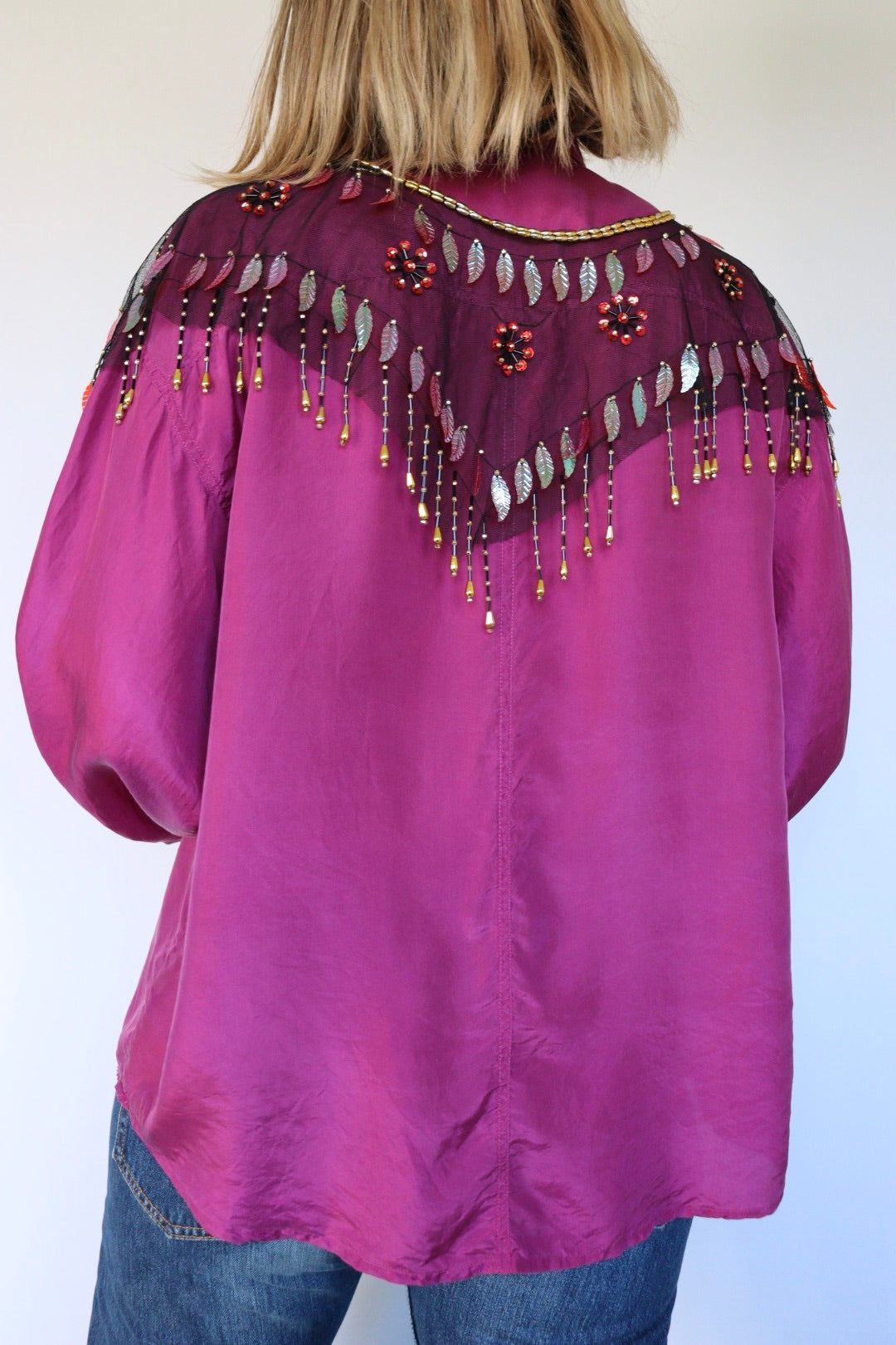 The Purple Silk - vintage silk blouse - S up to L