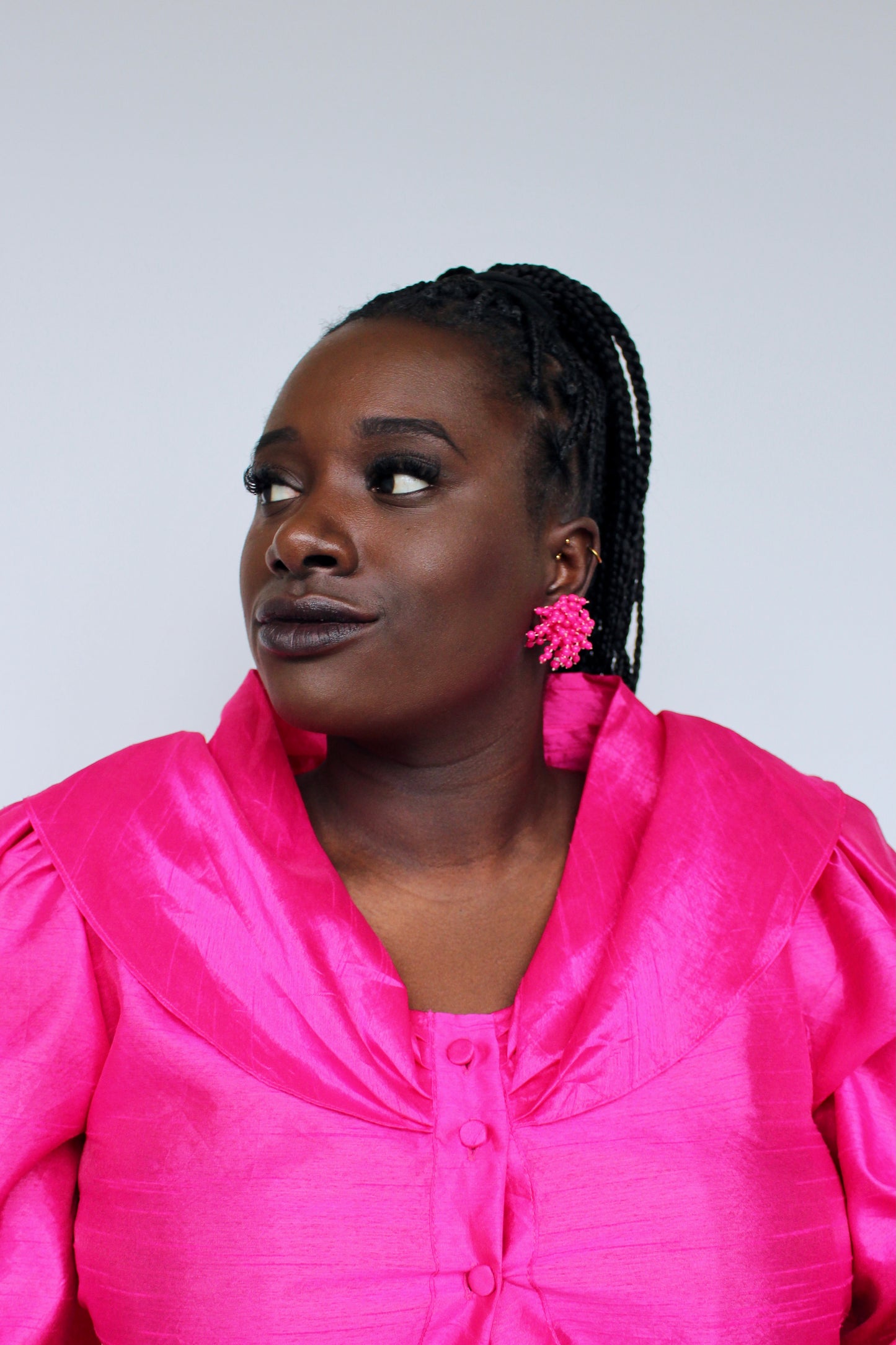 The Pink Pom Pom - clip on earrings