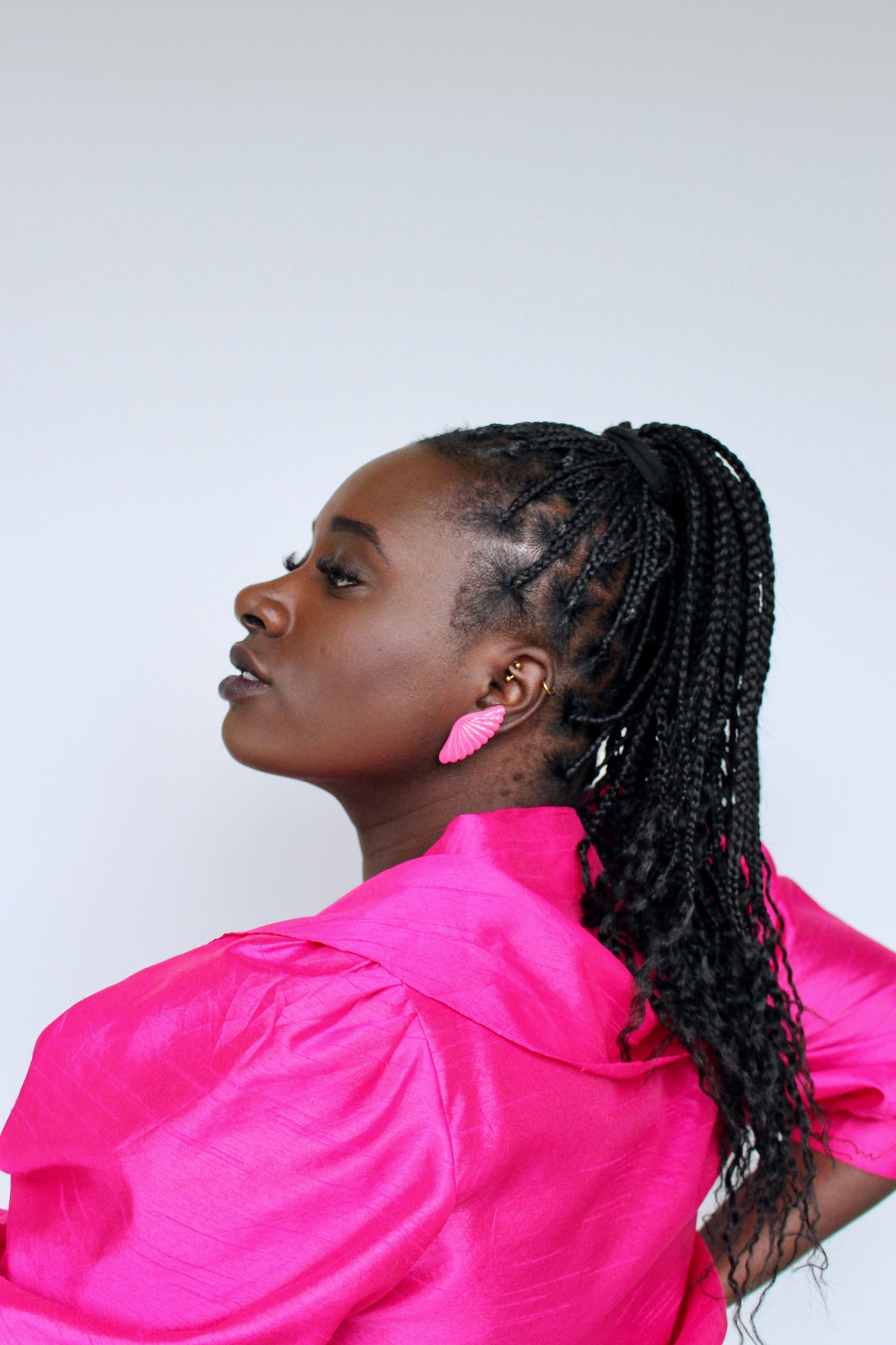 The Pink Butterfly - clip on earrings