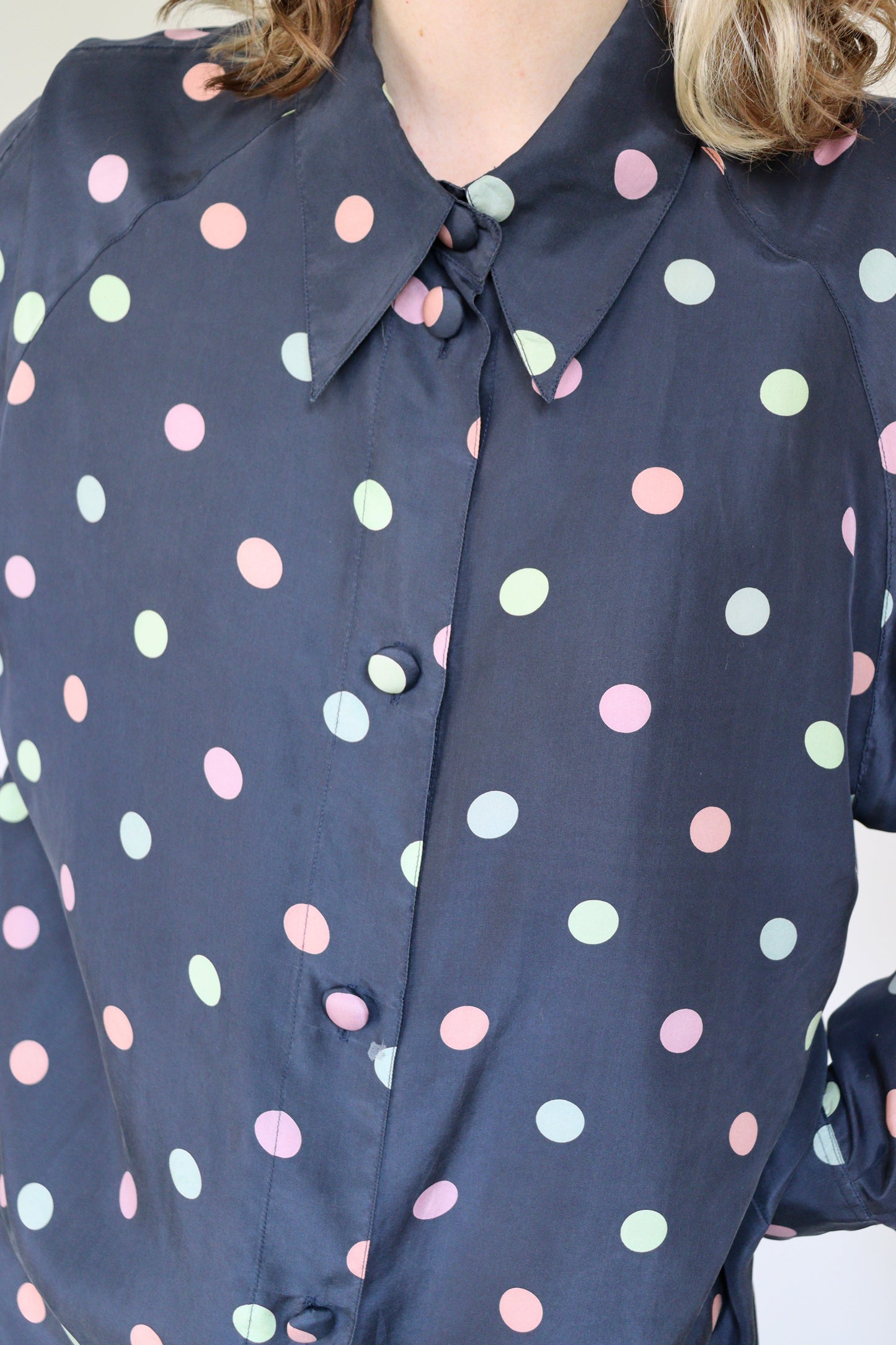 The Colorful Polkadots - silk blouse - S up to XL