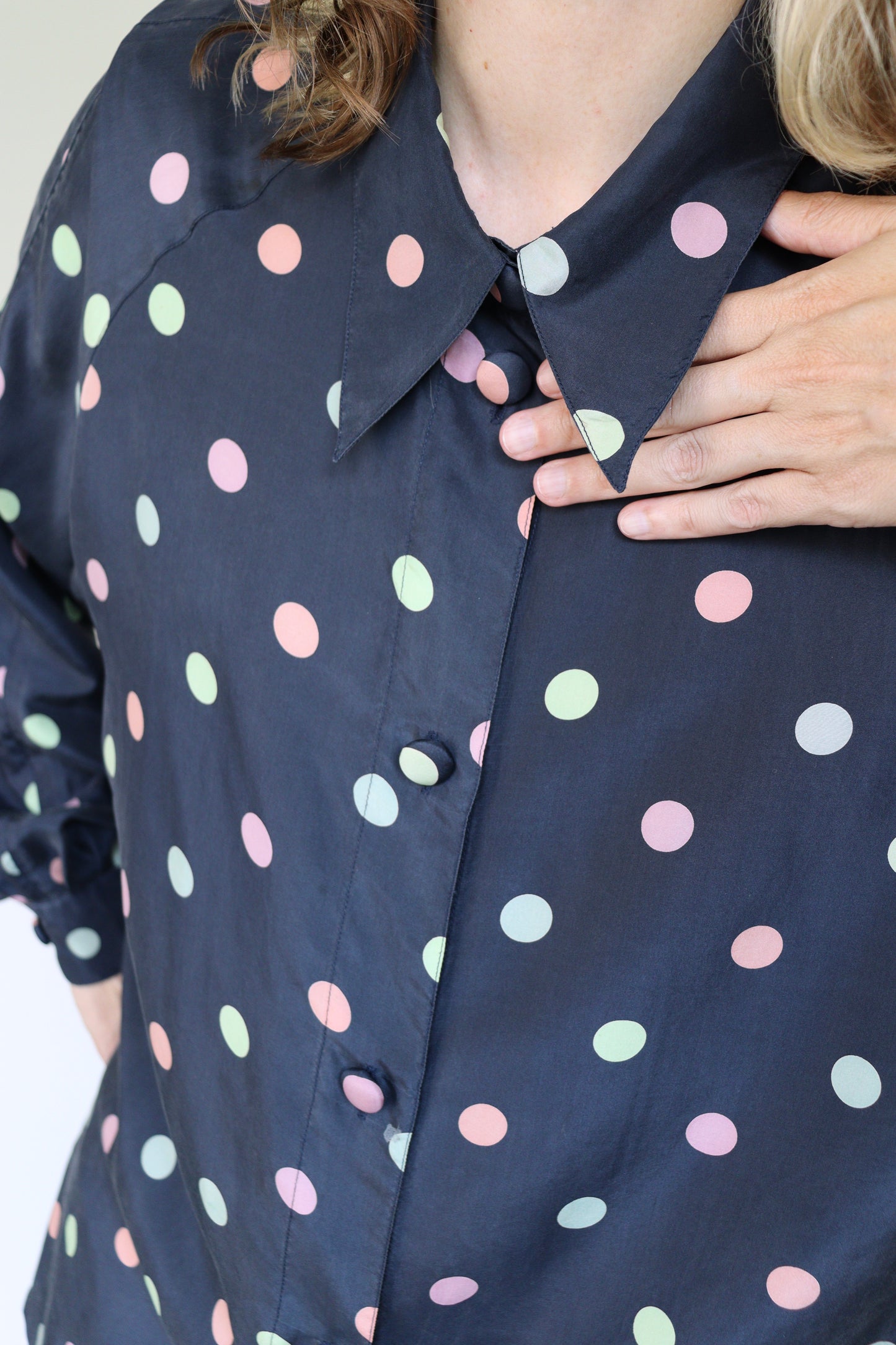 The Colorful Polkadots - silk blouse - S up to XL