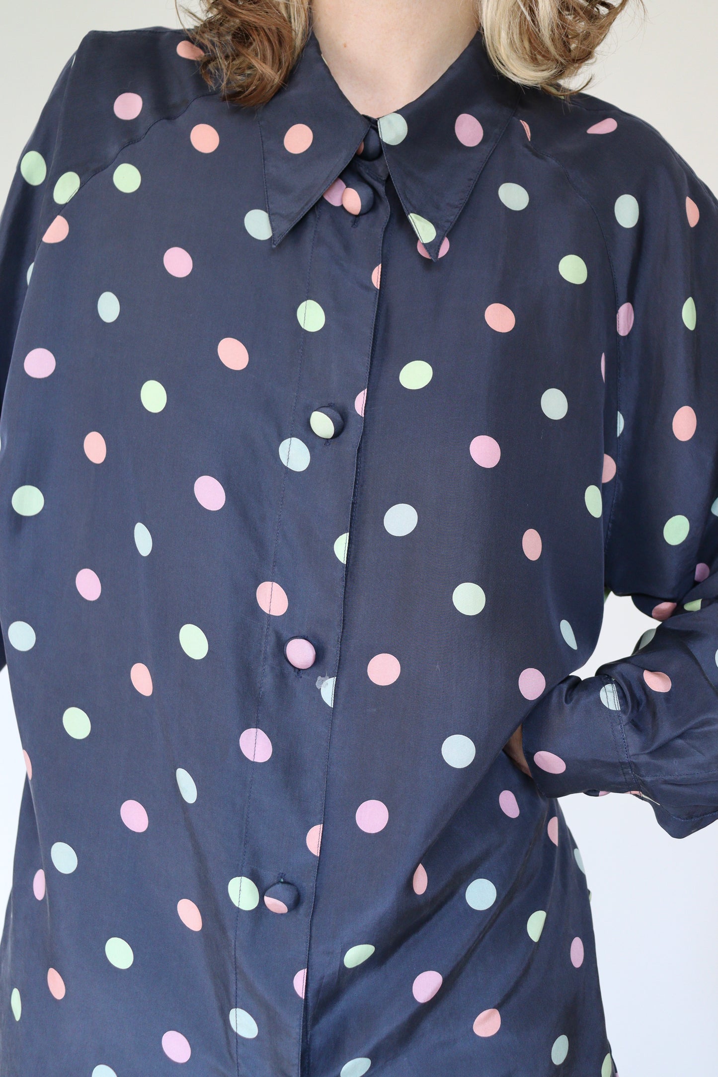 The Colorful Polkadots - silk blouse - S up to XL