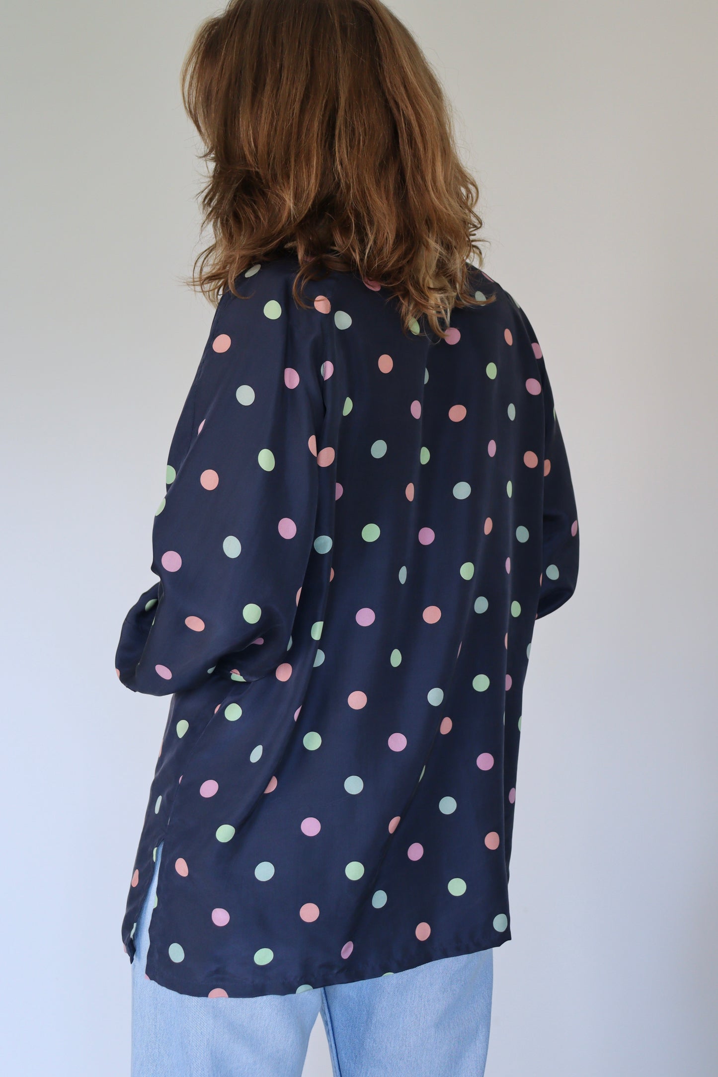 The Colorful Polkadots - silk blouse - S up to XL
