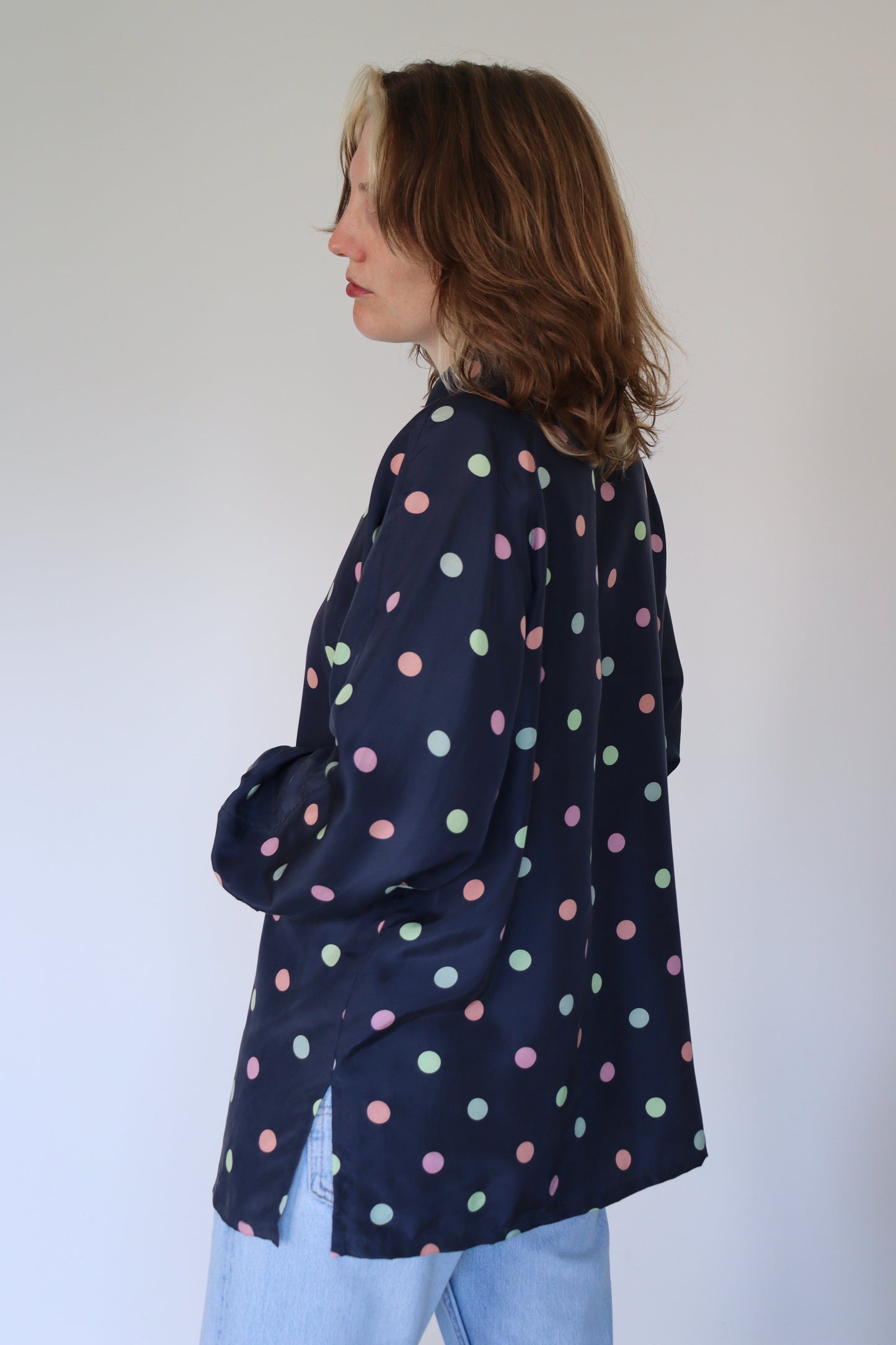 The Colorful Polkadots - silk blouse - S up to XL