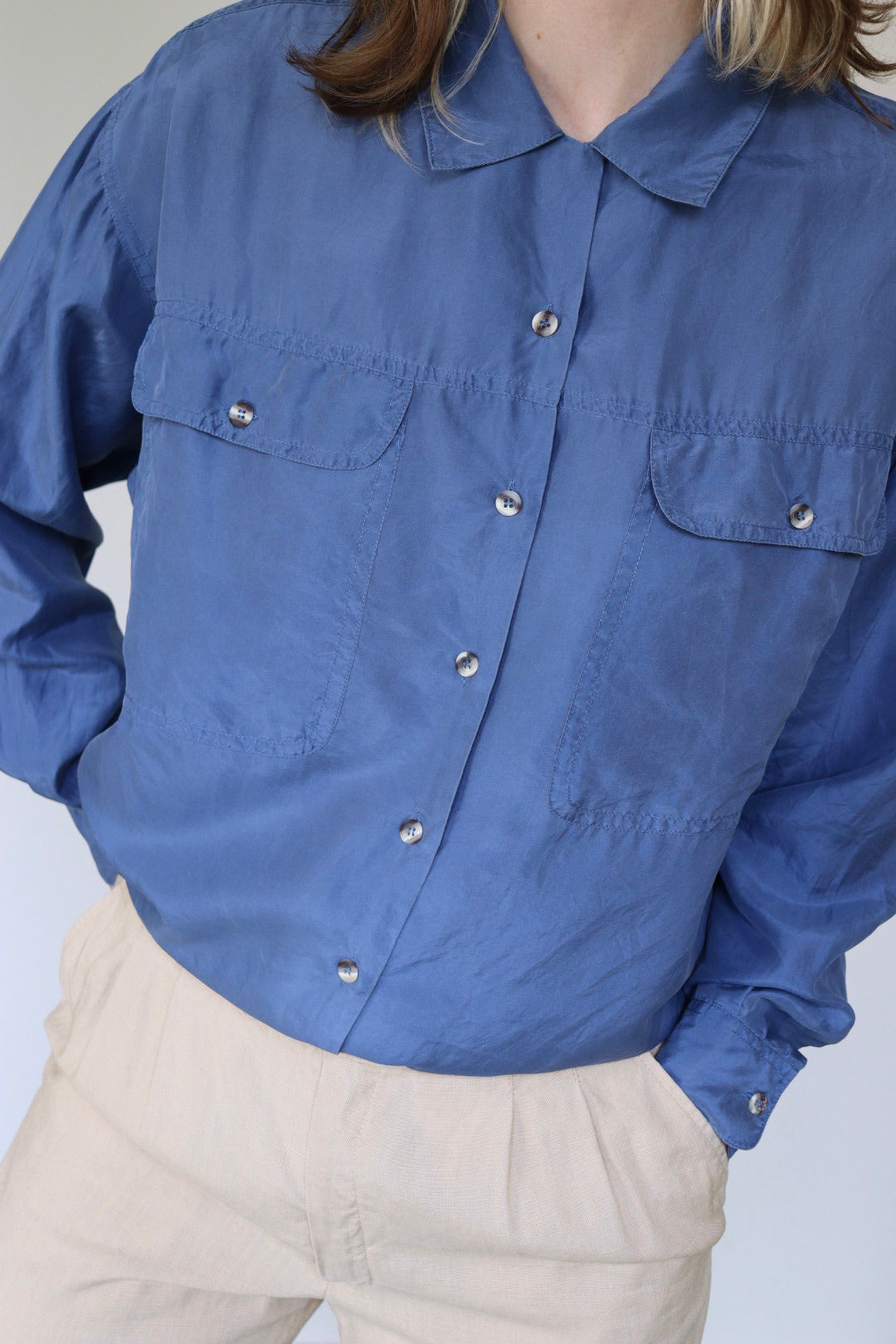 The Silk Sky - silk blouse - S up to L