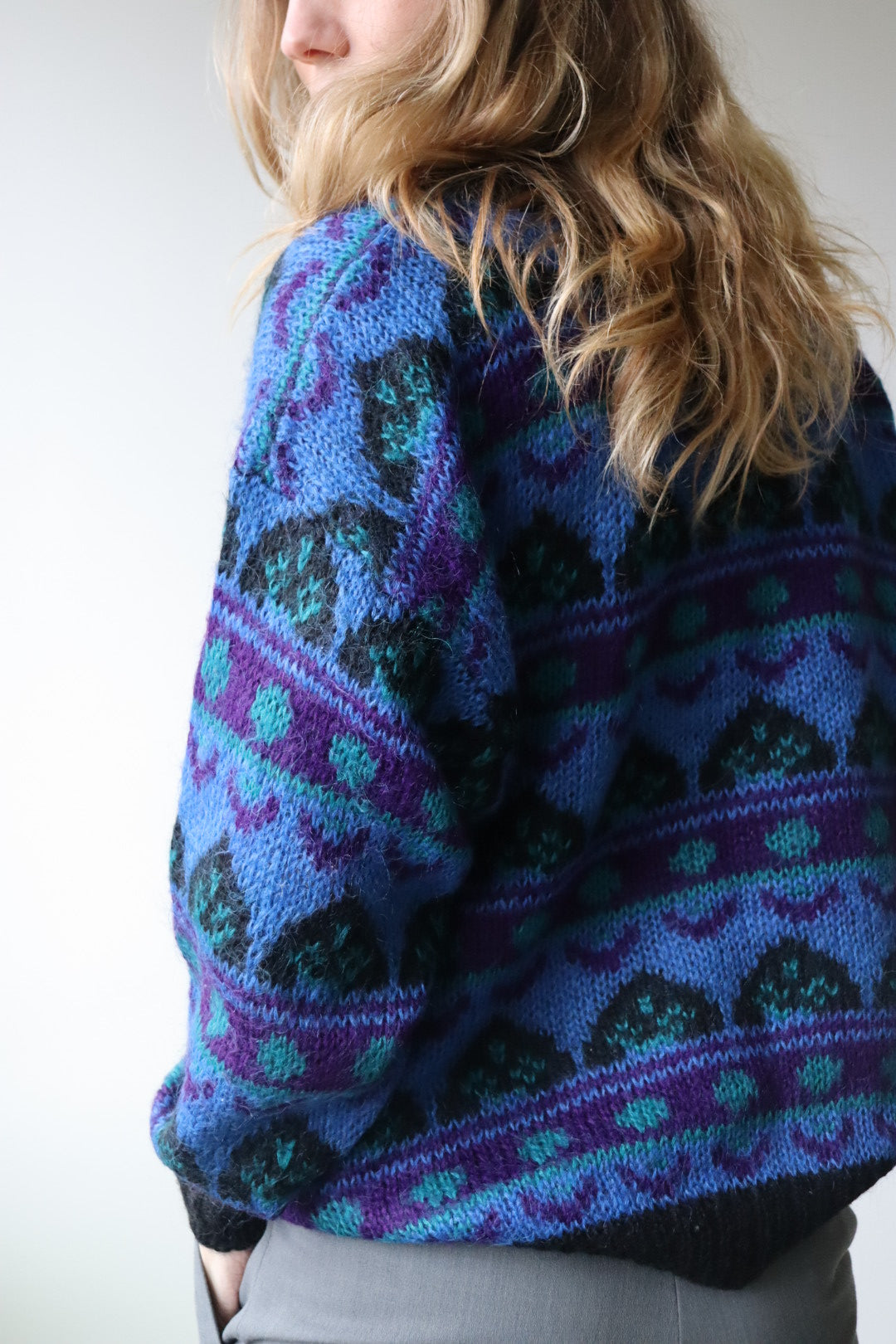 The Purple Pattern - mohair/wool sweater - S up to L