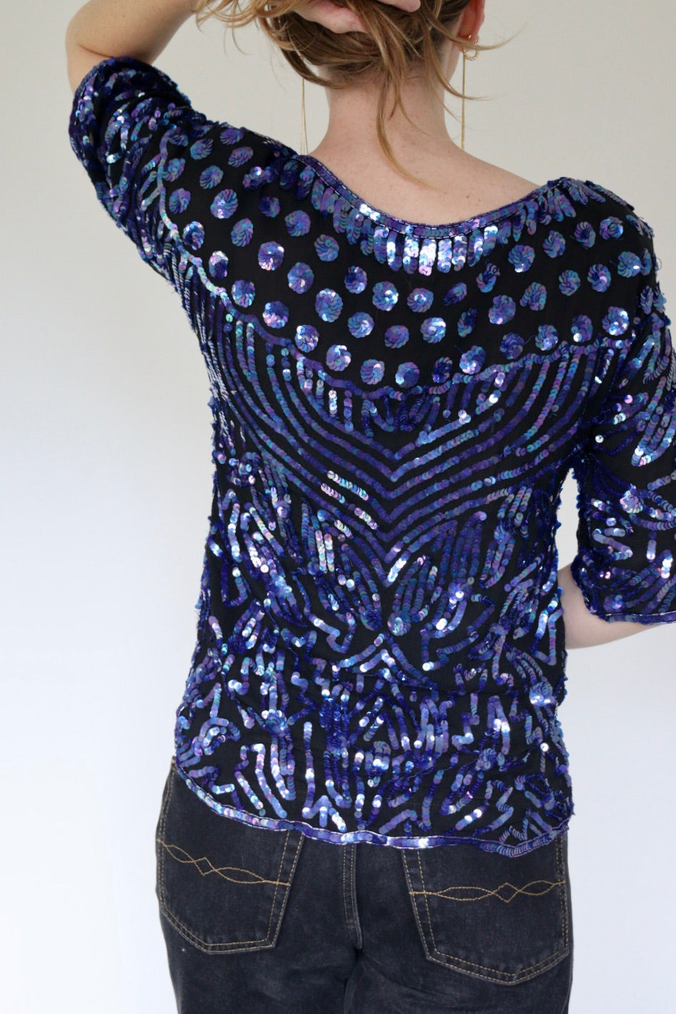 The Peri(t)winkle - sequin top - S up to M
