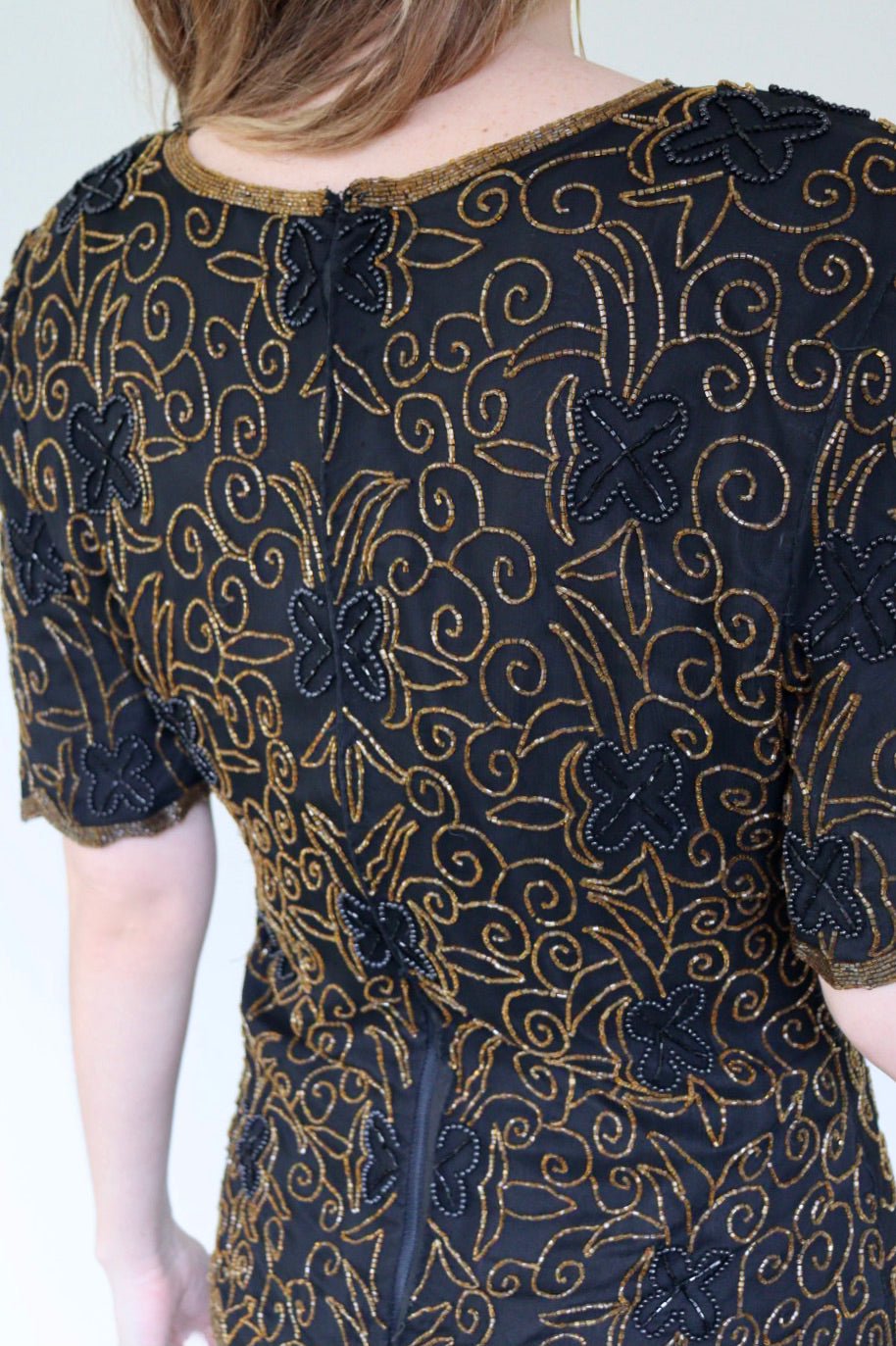 The Beads and Black - beaded / sequin top - S up to L