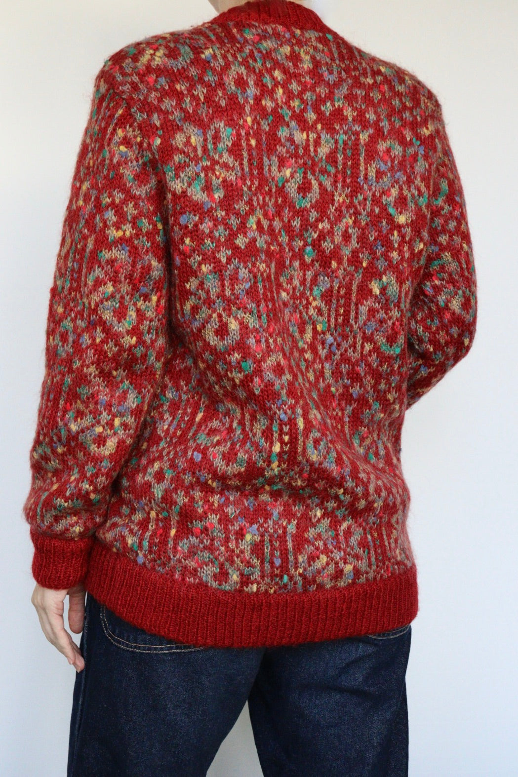 The Vibrant Red - vintage knitted cardigan - S up to L