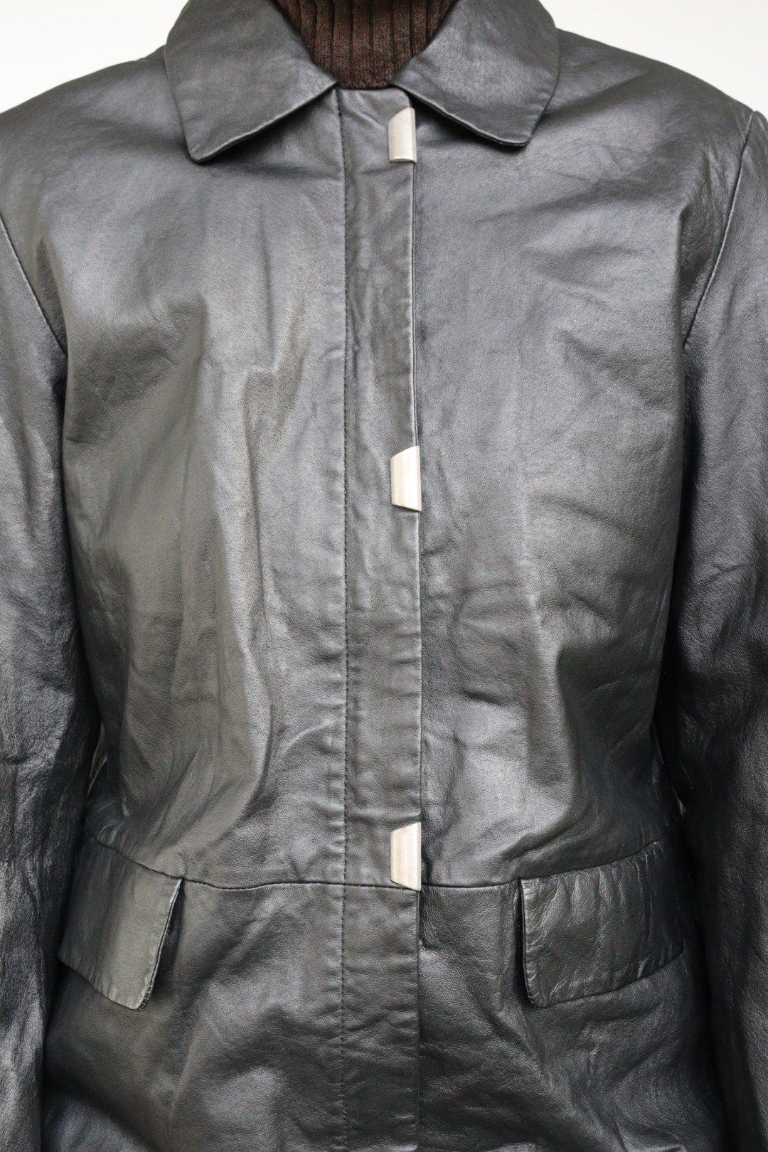 The Leather Coat - vintage leather jacket - S up to M