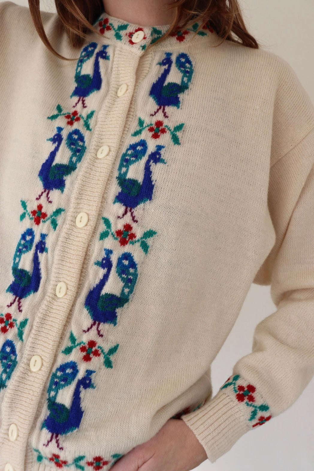 The Tulchan Peacocks - wool cardigan - S up to M