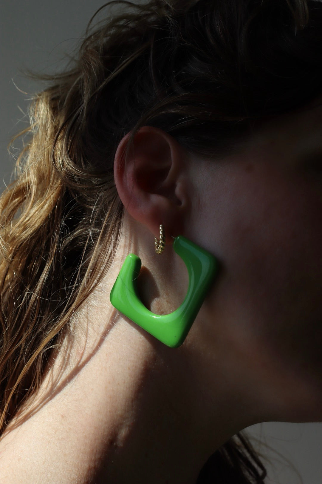 The Green Square - retro earrings L