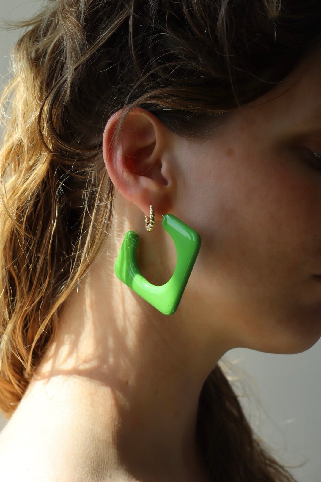 The Green Square - retro earrings L