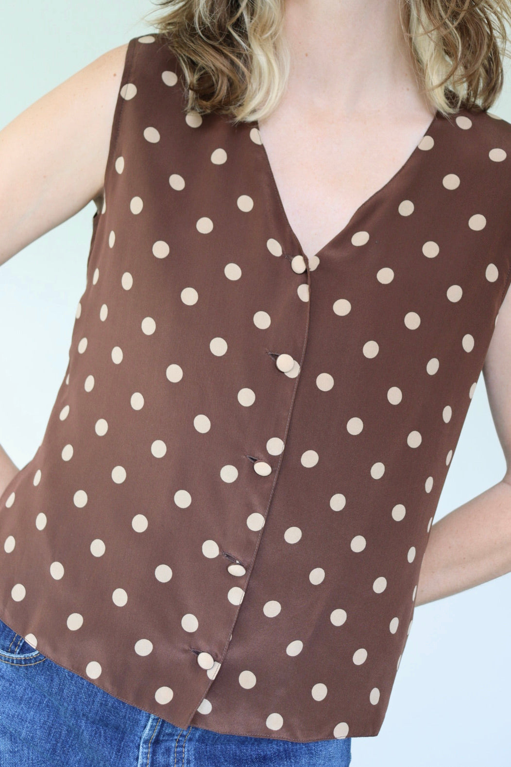 The Dotted Chestnut- spencer top - S up to M