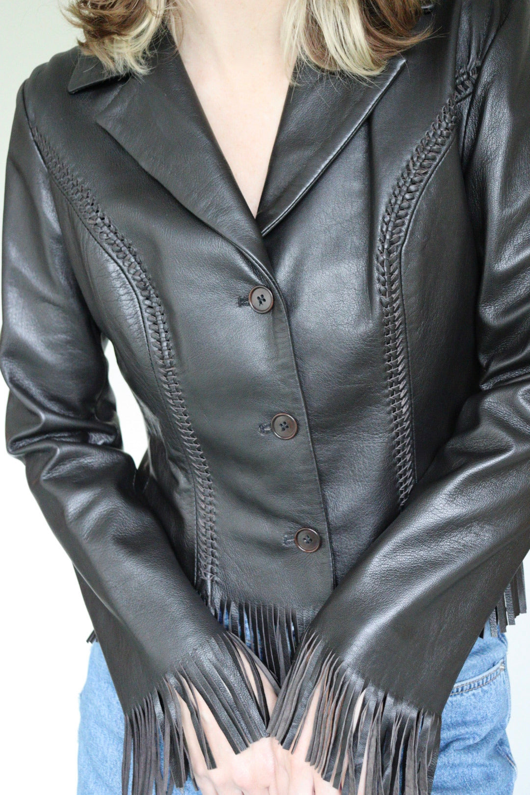 The Umber Fringe - leather jacket - S up to M