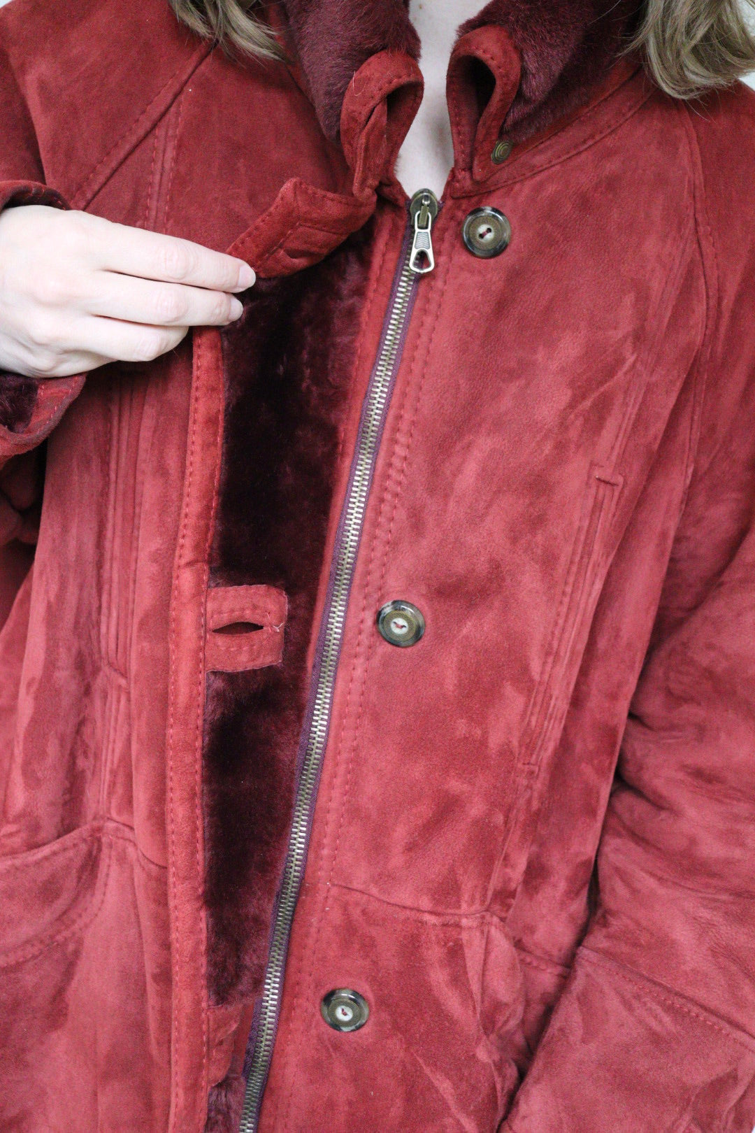 The Warm Maroon - shearling / lammy jacket - S up to L