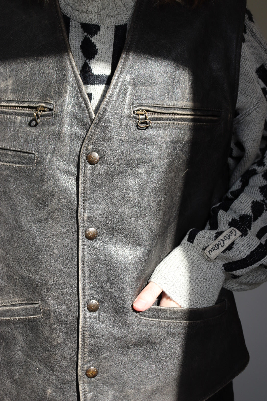 The Biker Boxer - leather vest / waistcoat - S up to XL