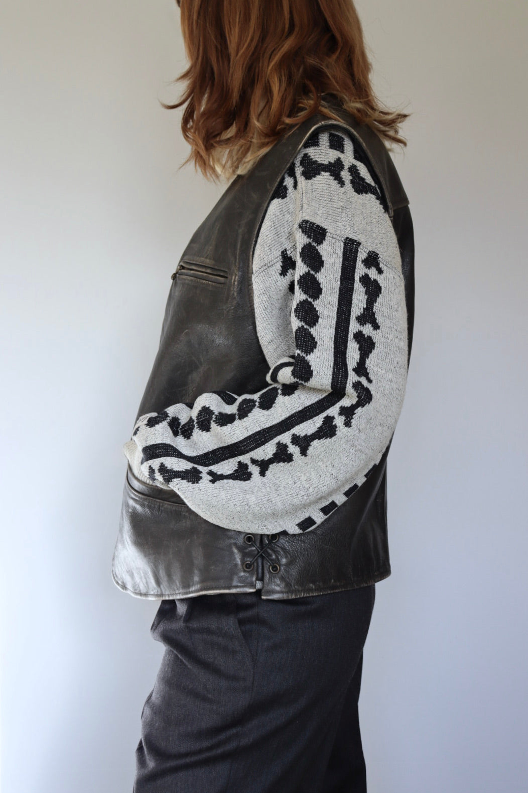 The Biker Boxer - leather vest / waistcoat - S up to XL