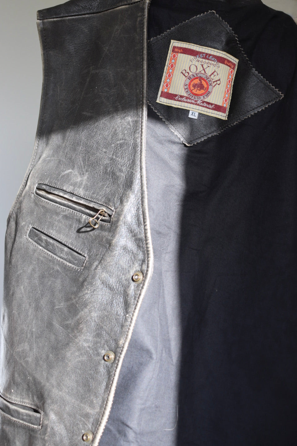 The Biker Boxer - leather vest / waistcoat - S up to XL