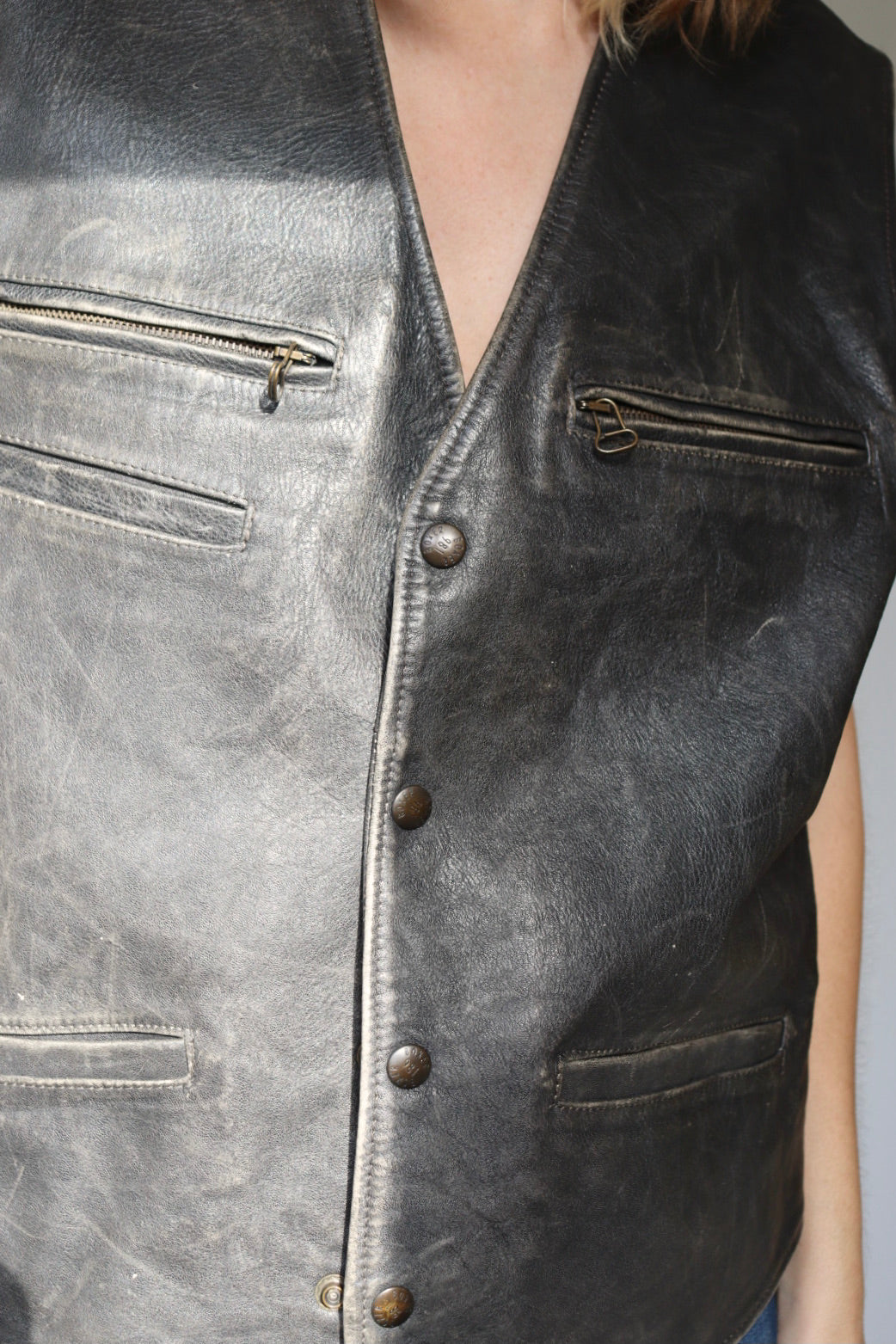 The Biker Boxer - leather vest / waistcoat - S up to XL