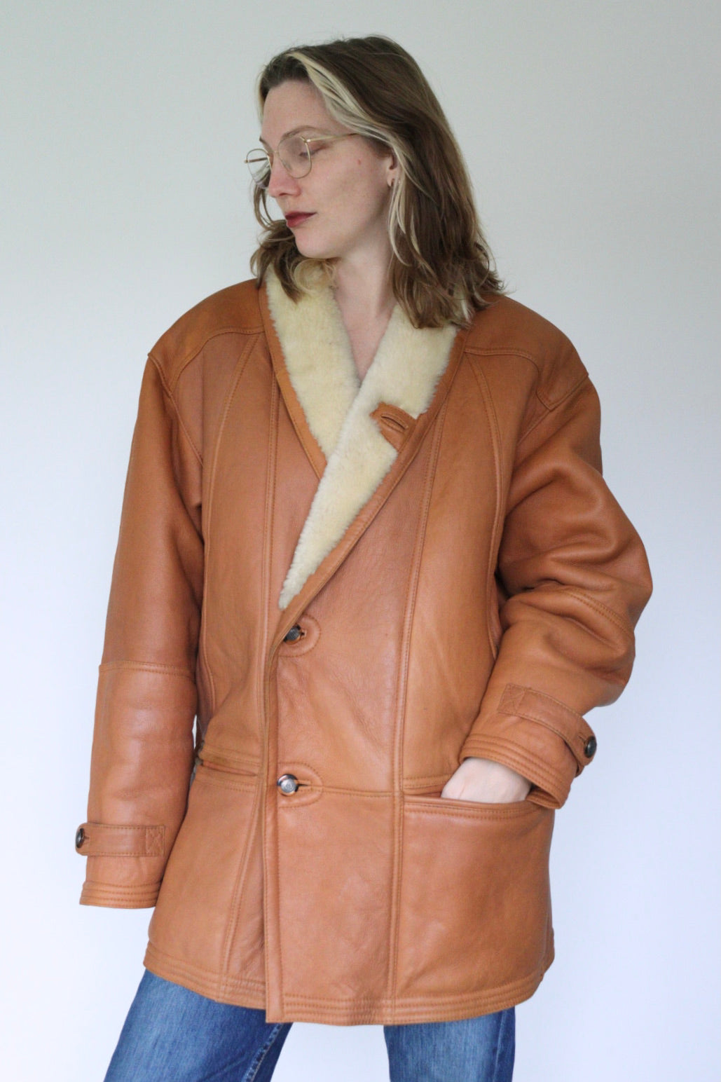 The Cognac Hug - shearling / lammy coat - S up to L