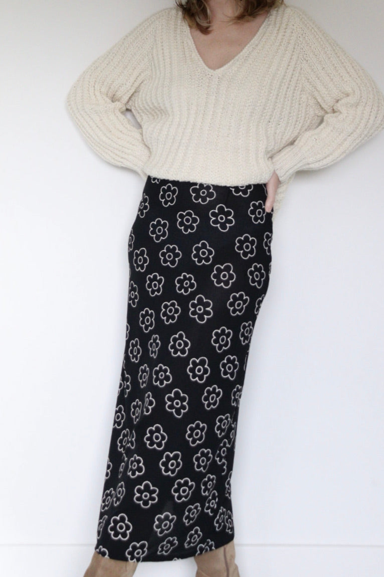 The B&W Flower - skirt - S up to M