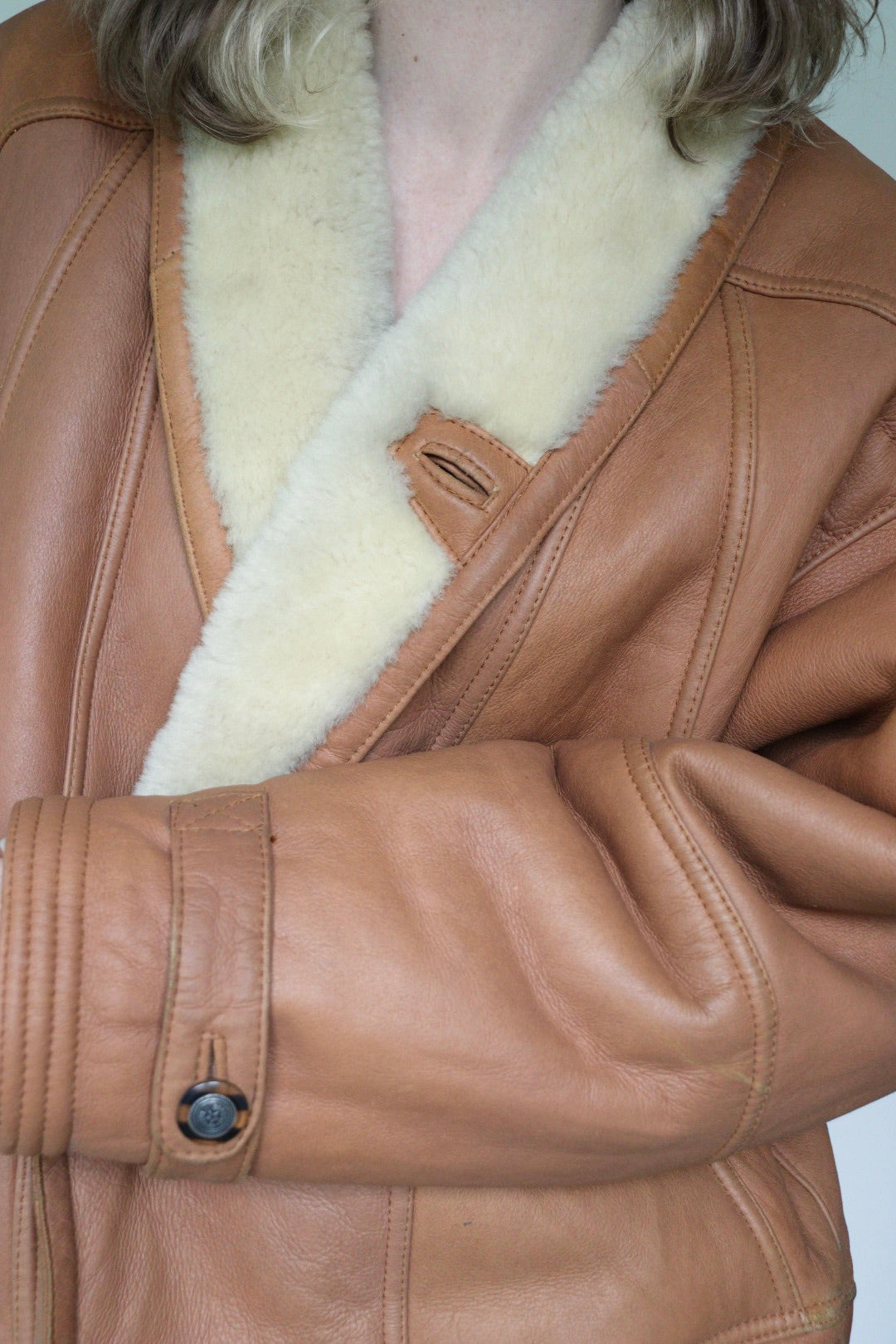 The Cognac Hug - shearling / lammy coat - S up to L
