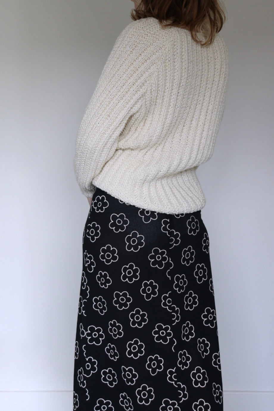 The B&W Flower - skirt - S up to M